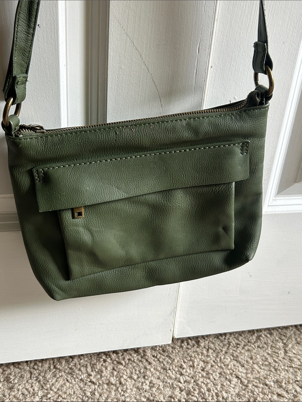 Green Leather Crossbody Shoulder Bag